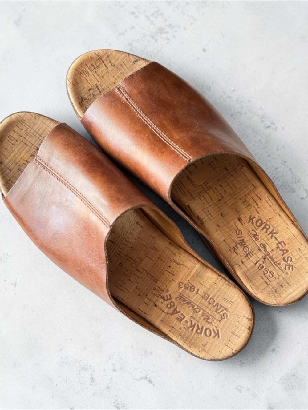 Kork-Ease Yazmin Women's Cognac Leather Slide Sandals